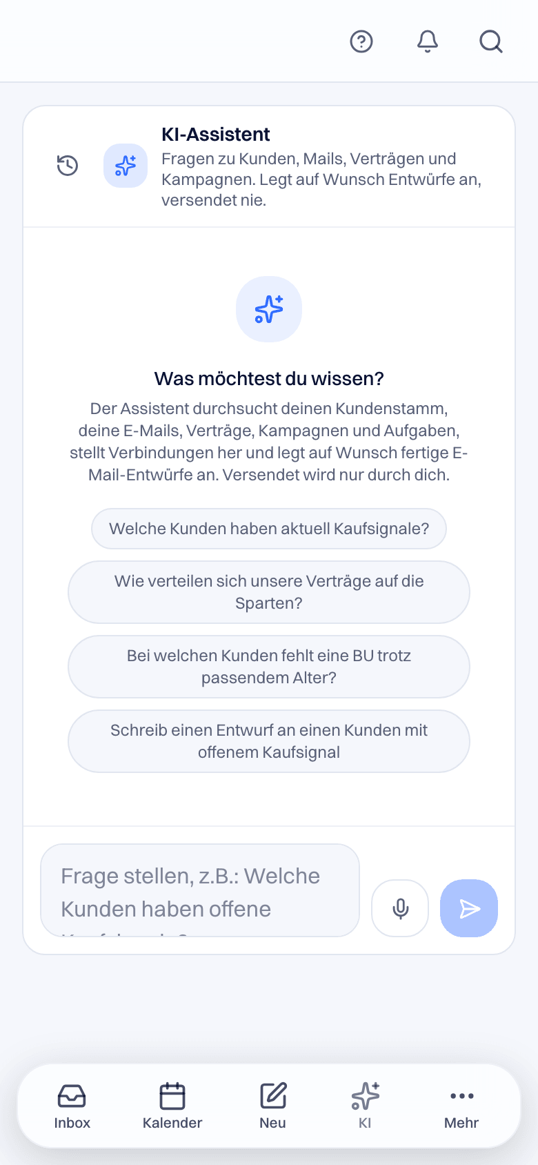 KI-Assistent in der Mobil-Ansicht